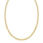 14K Yellow Gold Petite Faceted Cuban Link Chain Necklace 4.5 mm 18 Inch