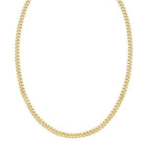 14K Yellow Gold Petite Faceted Cuban Link Chain Necklace 4.5 mm 18 Inch