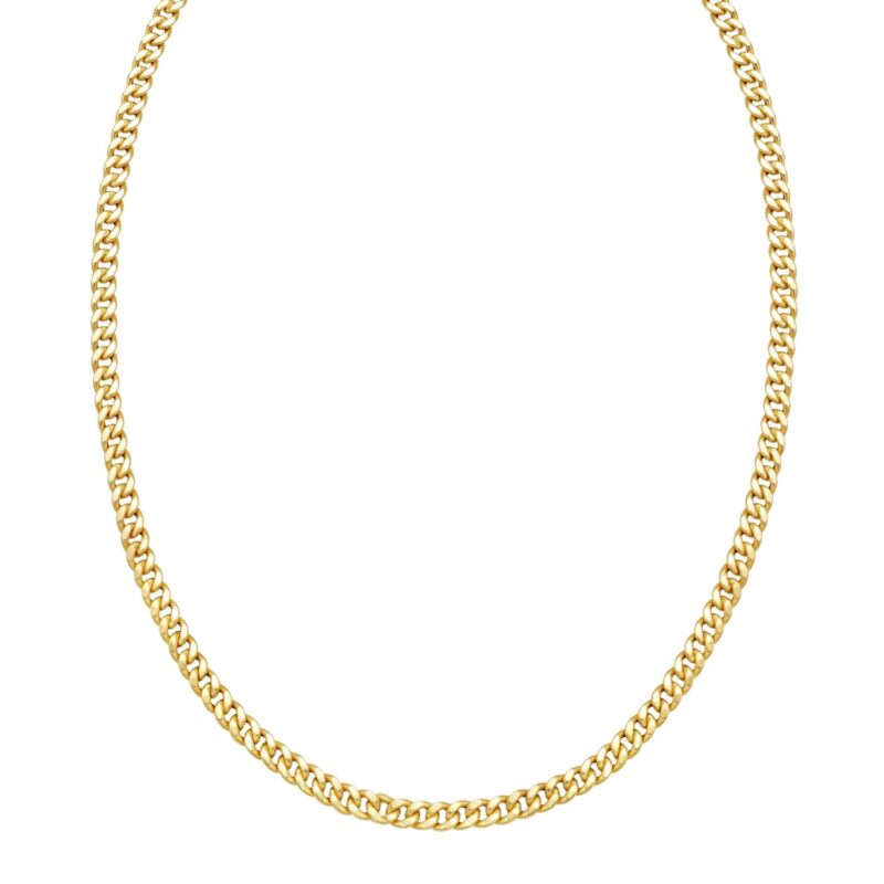14K Yellow Gold Petite Faceted Cuban Link Chain Necklace 4.5 mm 18 Inch