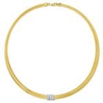 14K Yellow Gold Triple Row Diamond Omega Necklace