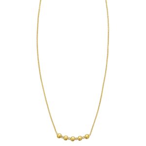 14K Yellow Gold Diamond Cut Rope Chain with Beads and CZ Stones