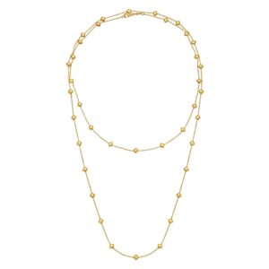 14K Yellow Gold Pyramid Station Layered Necklace 38 Inch