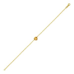 14K Yellow Gold Citrine Heart Bracelet 1.5 mm
