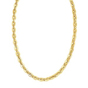 14K Yellow Gold Mirror Rolo Link Chain Necklace 7.3 mm