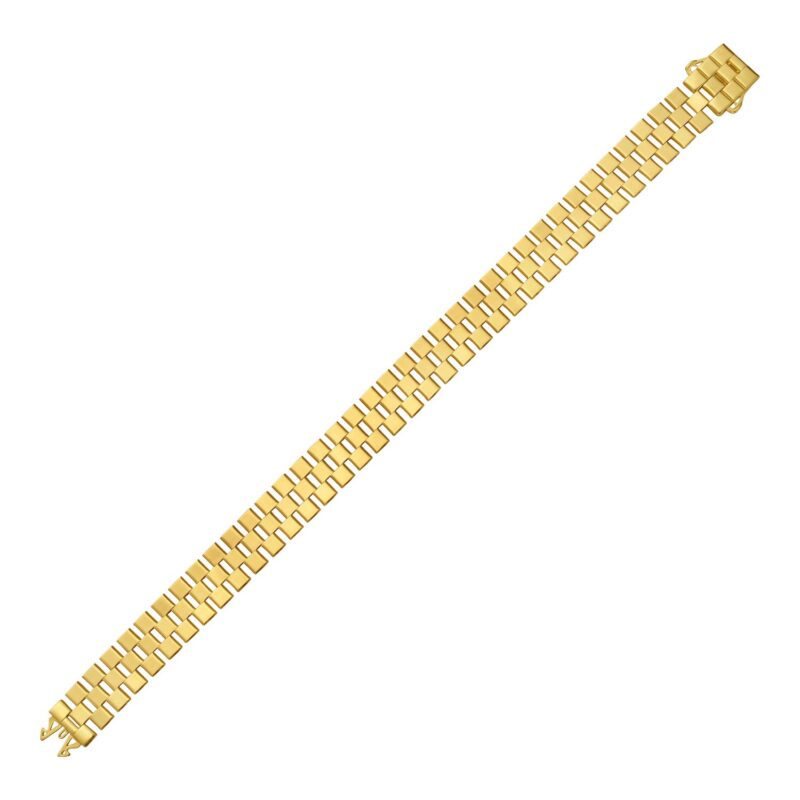 14K Yellow Gold Small Cobblestone Link Bracelet 10 mm