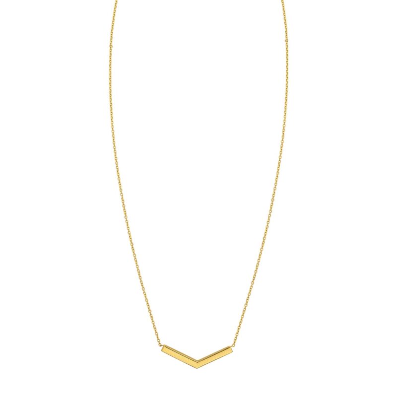 14K Yellow Gold Chevron Necklace