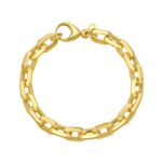 14K Yellow Gold Faceted Octagonal Link Chain Bracelet 8 mm