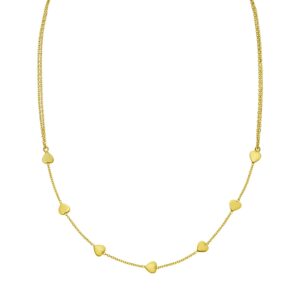14K Yellow Solid Gold Adjustable Heart Link Necklace 26 Inch