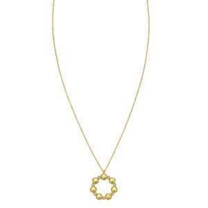 14K Yellow Gold Diamond Cut Cable Chain Necklace with Beaded Circle Charm