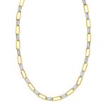 14K Two Tone Gold Diamante Paperclip Necklace 6 mm 18 Inch 14K Two Tone Gold Diamante Paperclip Necklace 6 mm 18 Inch
