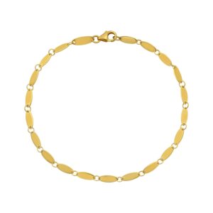 14K Yellow Gold Flat Pebble Link Bracelet 2.5 mm