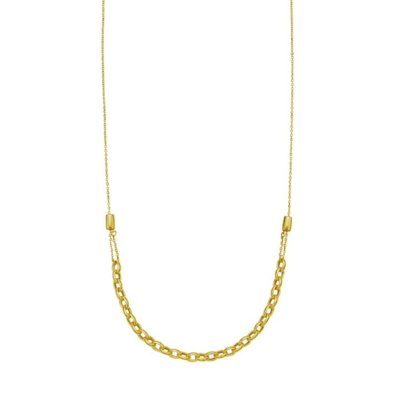 14K Yellow Gold Adjustable Rolo Link Necklace