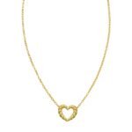 14K Yellow Gold Braided Open Heart Necklace