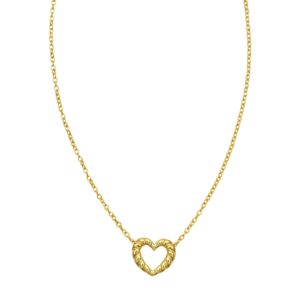 14K Yellow Gold Braided Open Heart Necklace