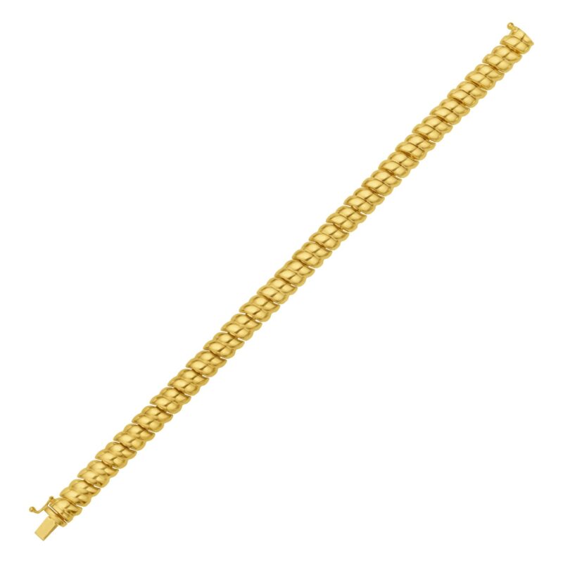 14K Yellow Gold Scalloped Bangle 8 mm 15 Gram 7.25 Inch