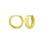 14K Yellow Gold Checkerboard Huggie Hoop Earrings