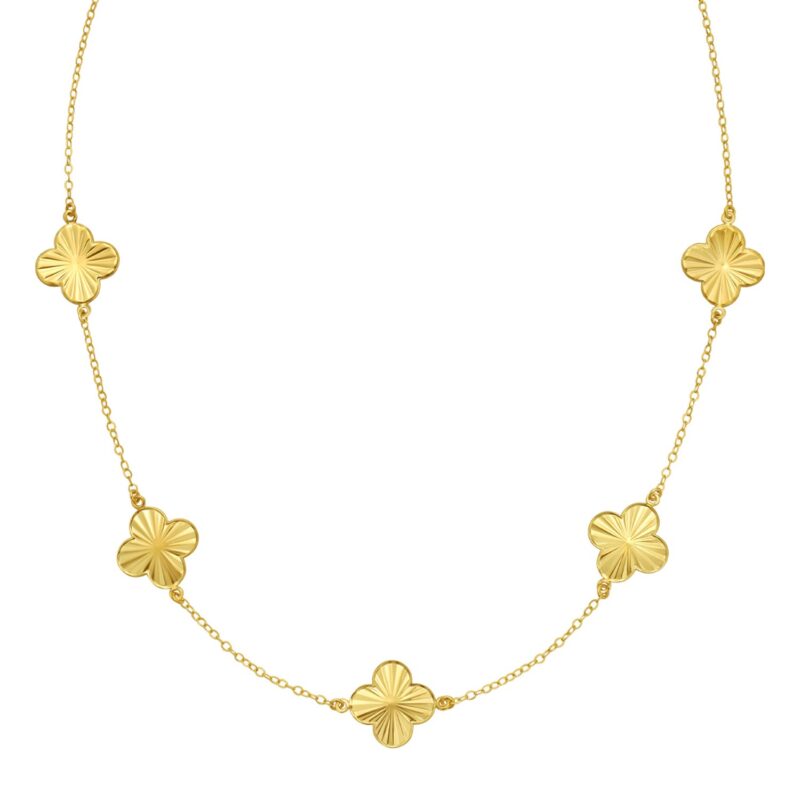 14K Yellow Gold Four Leaf Clover Necklace