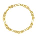 14K Yellow Gold Five And One Paperclip Link Chain Bracelet