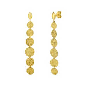 14K Yellow Gold Hammered Pebble Earrings