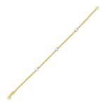 14K Yellow and White Gold Heart Bead Bracelet