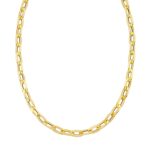 14K Yellow Gold Long Mirror Rolo Link Chain Necklace 7.3 mm