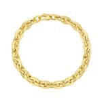 14K Yellow Gold Mirror Rolo Link Chain Bracelet 7.3 mm 7.5 Inch