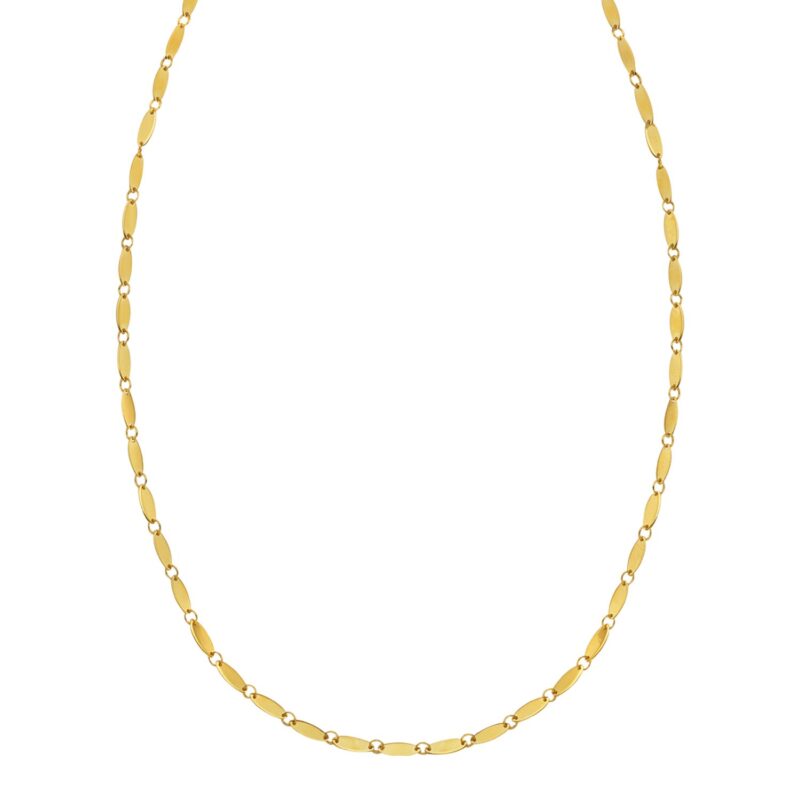 14K Yellow Gold Flat Pebble Link Necklace 2.5 mm