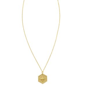 14K Yellow Gold North Star Hexagon Necklace