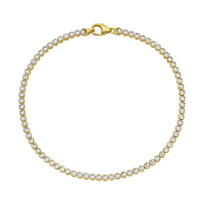 14K Two Tone Gold Diamon Oro Tennis Bracelet 2.4 mm