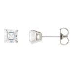 0.5 Carat Asscher Cut Diamond Stud Earrings 14K White Gold