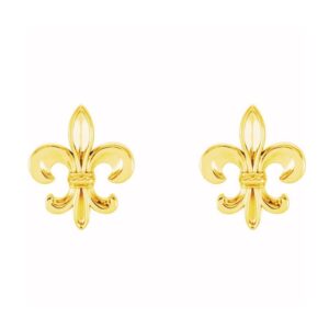 14K Gold Fleur de Lis Stud Earrings