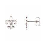 14K White Gold Fleur de Lis Stud Earrings