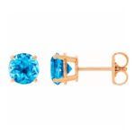 14k Rose Gold Round Swiss Blue Topaz Stud Earrings 5 mm 14k Rose Gold Round Swiss Blue Topaz Stud Earrings 5 mm