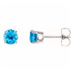 14k White Gold Round Swiss Blue Topaz Stud Earrings 5 mm 14k White Gold Round Swiss Blue Topaz Stud Earrings 5 mm