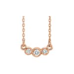 3 Stone Horizontal Diamond Necklace 14K Rose Gold 1 8 CTW 3 Stone Horizontal Diamond Necklace 14K Rose Gold 1 8 CTW