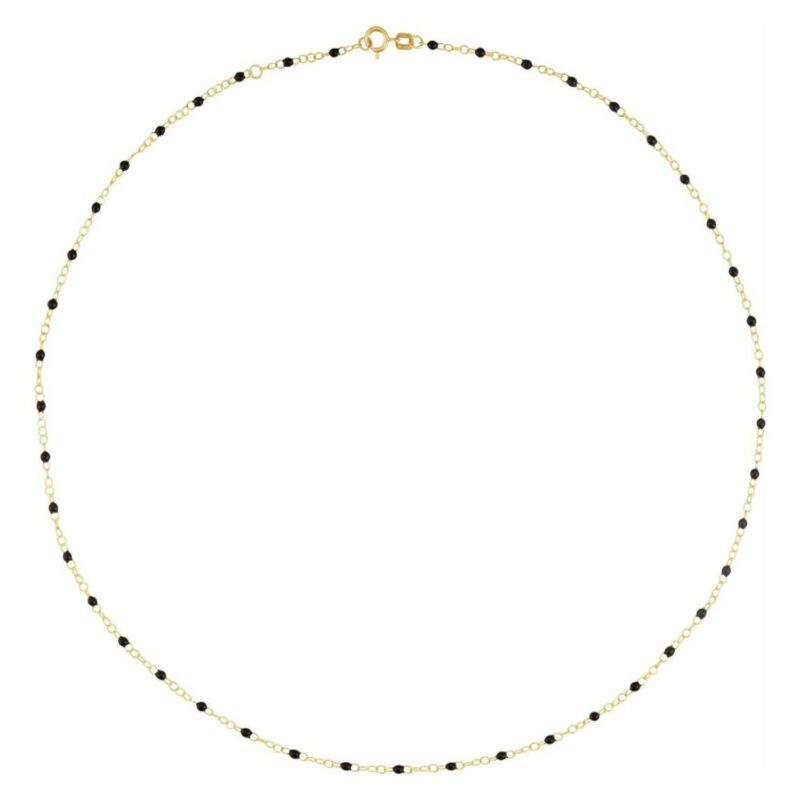 Adjustable Black Enamel Beaded Chain 14K Yellow Gold
