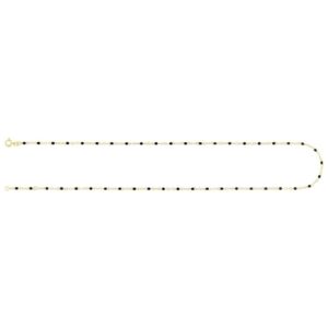 Adjustable Black Enamel Beaded Chain Anklet, Bracelet and Necklace 14K Yellow Gold