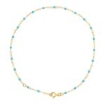 Adjustable Turquoise Beaded Chain 14K Yellow Gold Adjustable Turquoise Beaded Chain 14K Yellow Gold