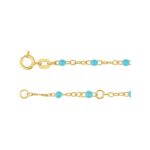 Adjustable Turquoise Enamel Beaded Anklet Chain 9-10 Inch 14K Gold Adjustable Turquoise Enamel Beaded Anklet Chain 9-10 Inch 14K Gold