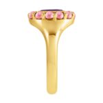 Amethyst and Rhodolite Garnet Halo Ring 14k Yellow Gold Side