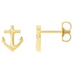 Anchor Stud Earrings 14K Gold