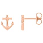 Anchor Stud Earrings 14K Rose Gold