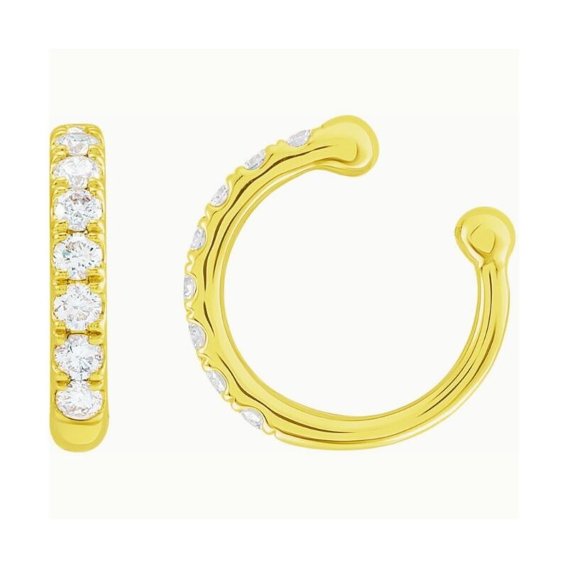 Baguette Diamond Ear Cuff 14K Yellow Gold 1/6 CTW