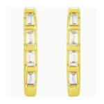 Baguette Diamond Huggie Earrings 14k Gold