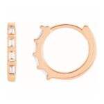 Baguette Diamond Huggie Earrings 14k Rose Gold
