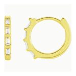 Baguette Diamond Huggie Earrings 14k Yellow Gold