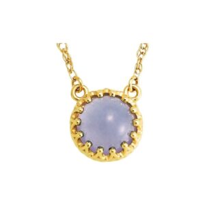Blue Chalcedony Crown Necklace 14k Yellow Gold