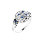 Blue Sapphire and Diamond Sterling Silver Filigree Ring Blue Sapphire and Diamond Sterling Silver Filigree Ring