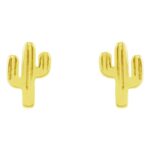 Cactus Stud Earrings 14K Gold