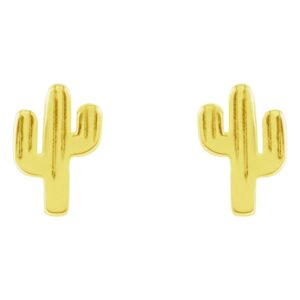 Cactus Stud Earrings 14K Gold
